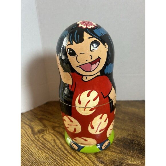 Disney Lilo Stitch Wooden Nesting Dolls Hand Painted Set 7.5 Inch Tall - Picture 11 of 11
